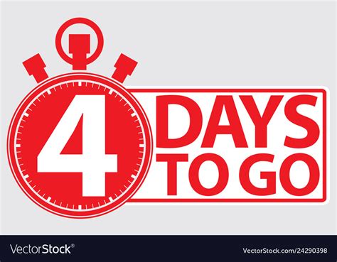 4 days to go red label Royalty Free Vector Image