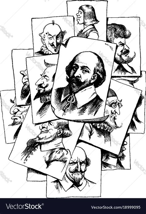 Multiple portraits of shakespeare vintage Vector Image