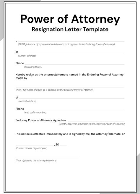 Letter Of Resignation For Power Of Attorney