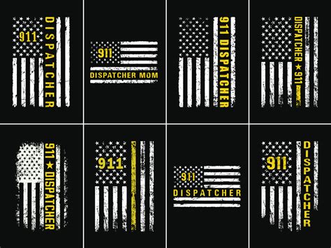 911 Dispatcher With USA Flag Design Bundle. First Responder T Shirt Art ...