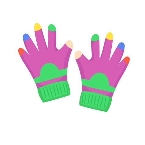 Children gloves and cartoon person child glove hand with finger. Winter ...