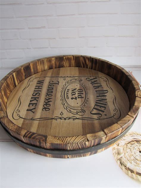 Whiskey tray/ Bar serving tray rustic/ Wood drinks tray/ Jack | Etsy