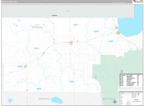 Roseau County Wall Map Premium Style