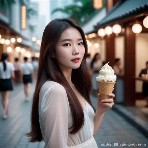 Ice-Cream Eating Hong Kong Girl | Stable Diffusion Online