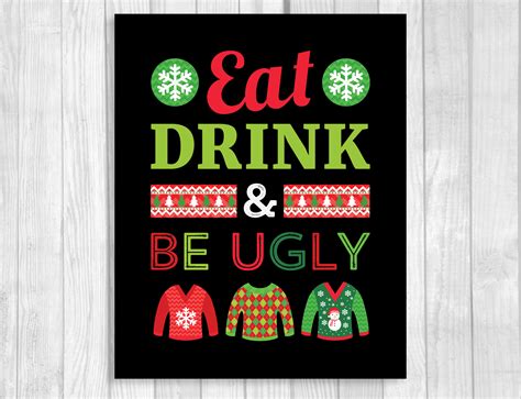 Ugly Christmas Sweater Party Printable Invitation and Party Sign