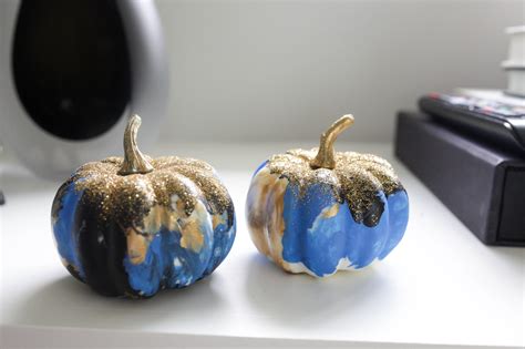 the Easiest DIY Painted Glitter Pumpkins - Paisley & Sparrow