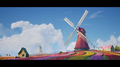 James Arkwright Drawing Windmill Field Tulips Digital Art Wallpaper ...