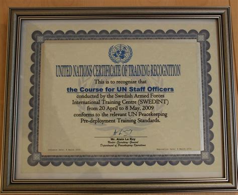 SWEDINT honored with UN Certificate - Swedish Armed Forces