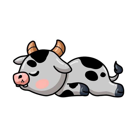 Cute baby cow cartoon sleeping 9876725 Vector Art at Vecteezy