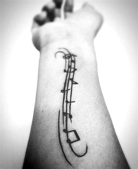 Inner Forearm Simple Music Notes Guys Tattoo Designs #CreativeTattoos Click to see more ...