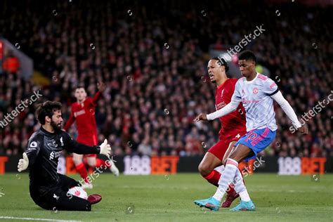 Liverpool Goalkeeper Alisson Becker Saves Shot Editorial Stock Photo ...