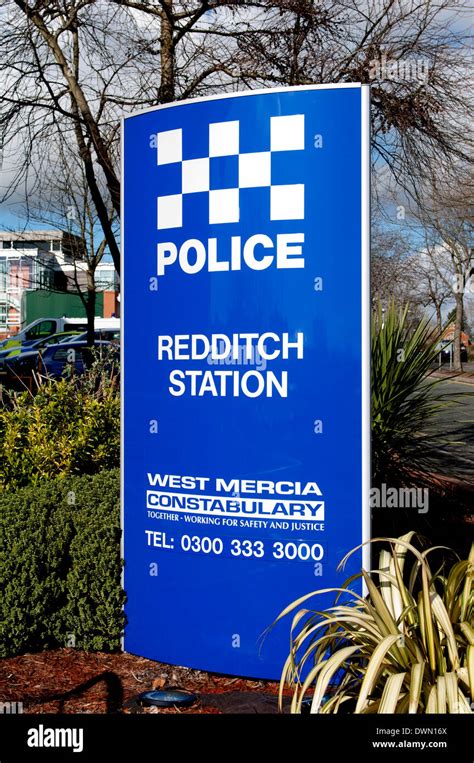 Redditch police station sign, Worcestershire, England, UK Stock Photo ...