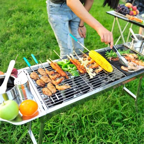 Outdoor Barbecue Picnic 29"*13.2"*27" Stainless Steel Outdoor Barbecue Oven Charcoal Portable ...