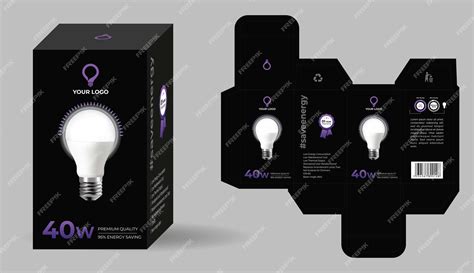 Premium Vector | LED Bulb Box Packaging Design Electronic product ...