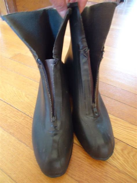 Women's Vintage Black Rubber Overshoes Galoshes Rain Boots | Etsy ...