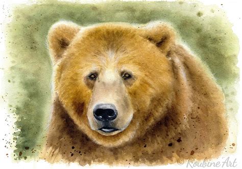 Brown Bear Watercolor Wall Art Painting | Etsy