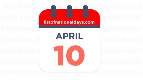 APRIL 10TH: National Holidays, Observances & Famous Birthdays