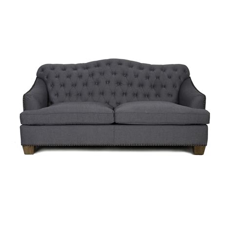 Bardot Tufted Sofa with Nailheads - Charcoal | Zin Home