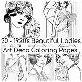 20 Beautiful 1920s Ladies Art Deco Coloring Pages Printable Adult  sketch template