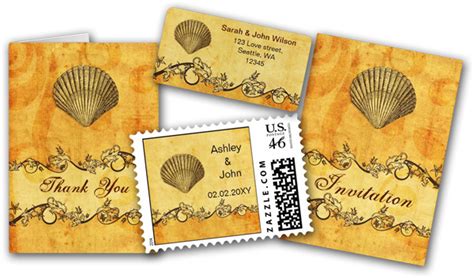 Wedding Cards and Gifts: Rustic, Vintage ,Seashell Beach Wedding Invitations