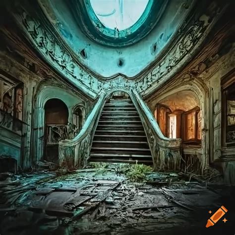 Abandoned interior of an old mansion on Craiyon