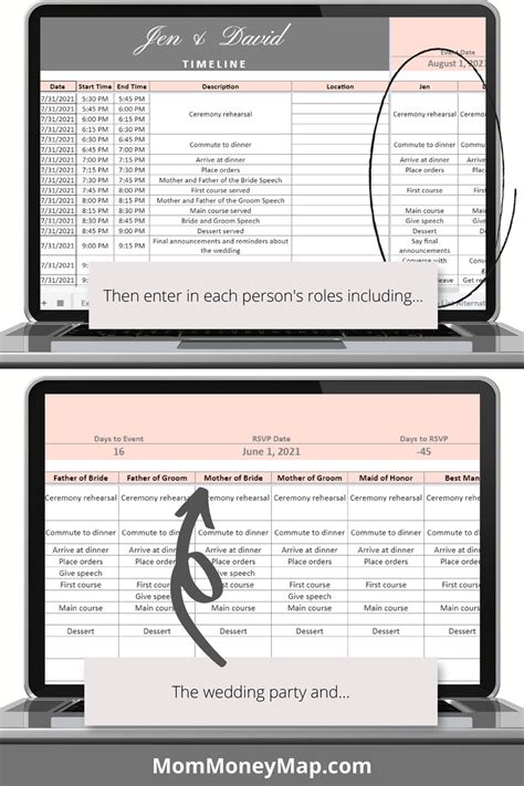 Wedding Day Timeline Google Sheets Spreadsheet – Mom Money Map