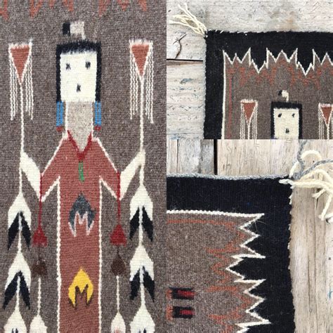 Navajo Yei Rug Woven Wall Hanging, Southwestern Wall Decor, Native American Indian Rug