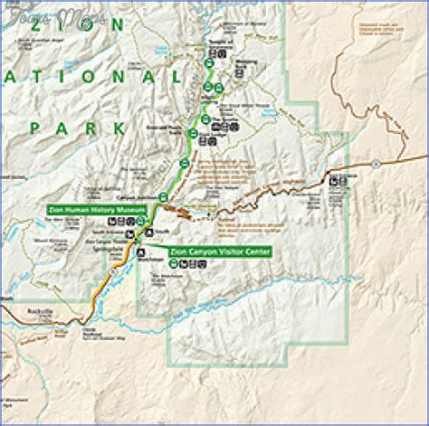 Zion National Park Map Tourist Attractions - ToursMaps.com