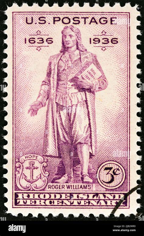 USA - CIRCA 1936: A stamp printed in USA shows Roger Williams (from ...