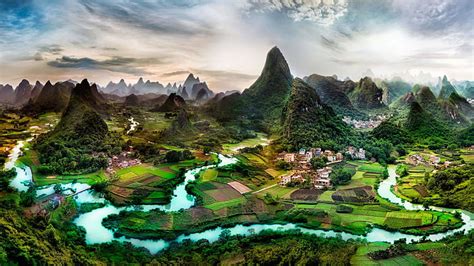 HD wallpaper: water, nature, Li River, China, landscape, mountains ...