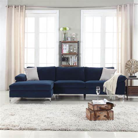 Modern Velvet Fabric Sectional Sofa, Large L-Shape Couch with Wide ...