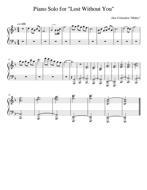 Piano Solo for "Lost Without You" Sheet music for Piano (Solo ...