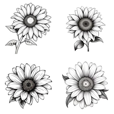 Black and White Sunflower Tattoo PNG Sunflower Tattoo Tattoo Flash ...