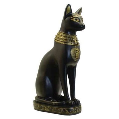 Bastet Egyptian Cat Goddess Black and Gold Statue