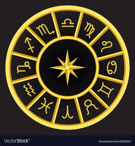 Golden zodiac symbols circle Royalty Free Vector Image