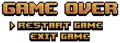 Pixel art over game over screen with restart and exit vector icon for ...