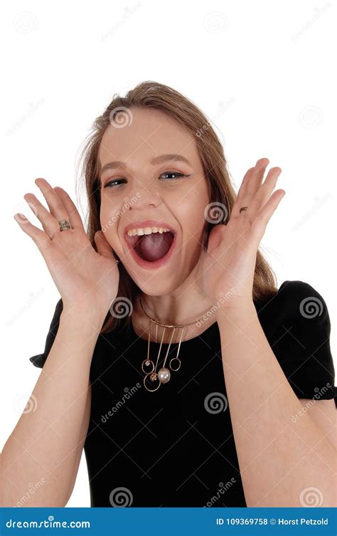 Young Lovely Woman Screaming with Open Mouth Stock Photo - Image of emotion, model: 109369758