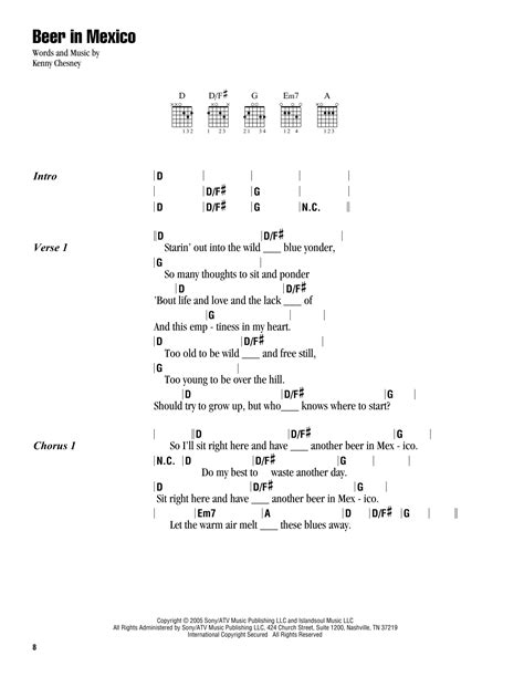 Beer In Mexico by Kenny Chesney - Guitar Chords/Lyrics - Guitar Instructor
