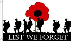 5ft x 3ft (150 x 90 cm) Lest We Forget Poppy Remembrance Day War Heroes ...