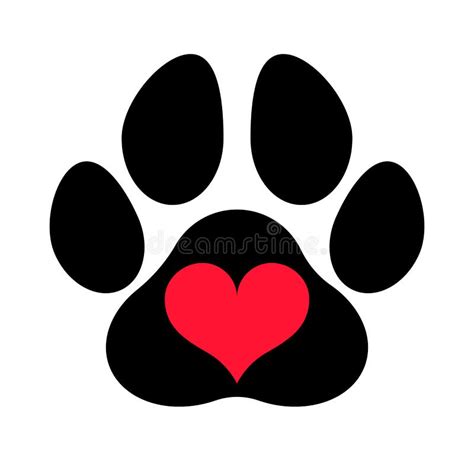 Paw Print In Heart Clipart