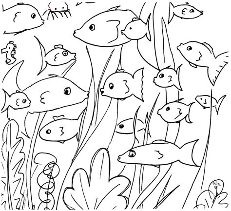 free printable fish doodles coloring page – kostenloses Ausmalbild mit Fischen | MeinLilaPark