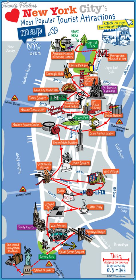 New York Map Tourist Attractions - TravelsFinders.Com