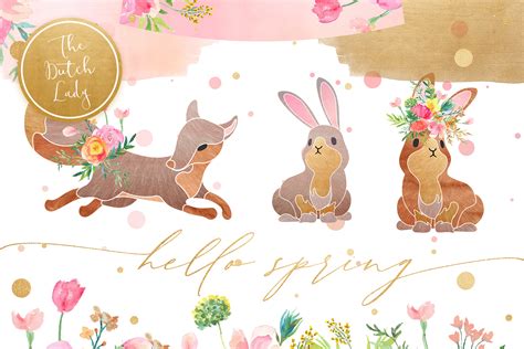 Hello Spring Clipart Set Graphic by daphnepopuliers · Creative Fabrica