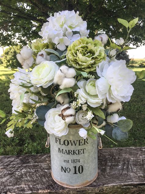 Upscale Farmhouse Hydrangea Peony Arrangement Farmhouse Florals Collection By Pen's Floral Decor ...