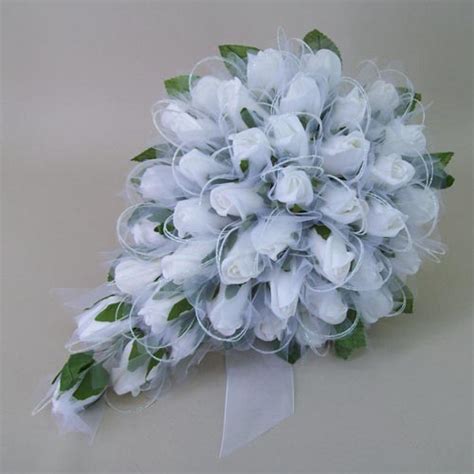 Colourfast Foam Roses Sparkle Large Bridal Bouquet White Green 40cm | Foam Flowers