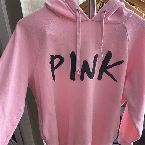 Victoria's Secret Women's Pink and Black Hoodie | Depop