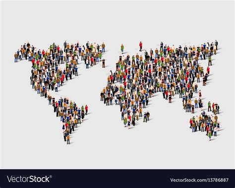 Group of people in form world map Royalty Free Vector Image