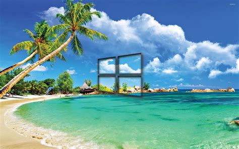 Windows 10 transparent logo on a tropical beach wallpaper - Computer wallpapers - #46335