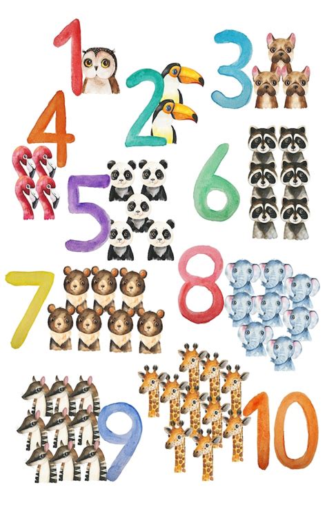 Number Poster 123 Poster Kids Number Chart Animal | Etsy