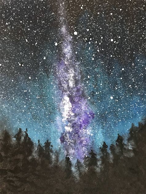 Milky Way Original Painting Starry Sky Sky Lights Space - Etsy